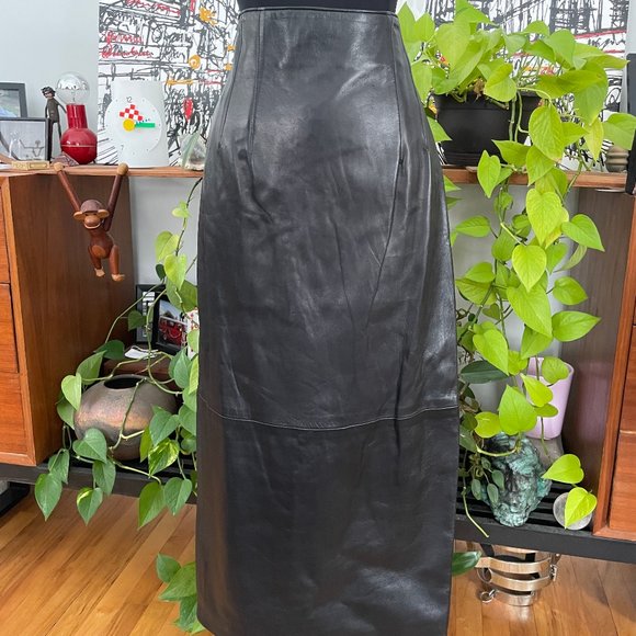 XOE Black Leather Skirt Pencil Butter soft Size 10 Made in USA - Picture 1 of 11
